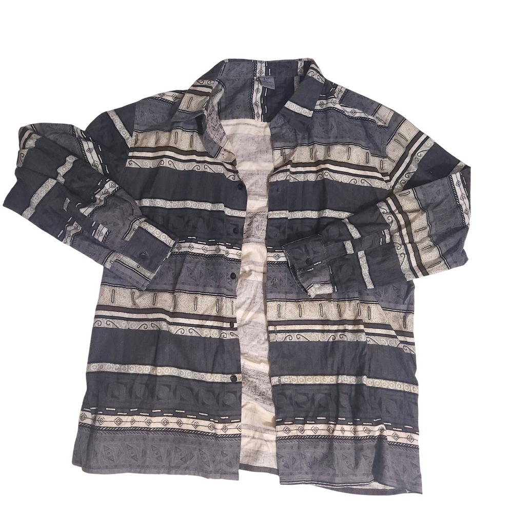 Claudio Nucci Mens Large Long Sleeve Button Down Shirt Y2K Geometric Print